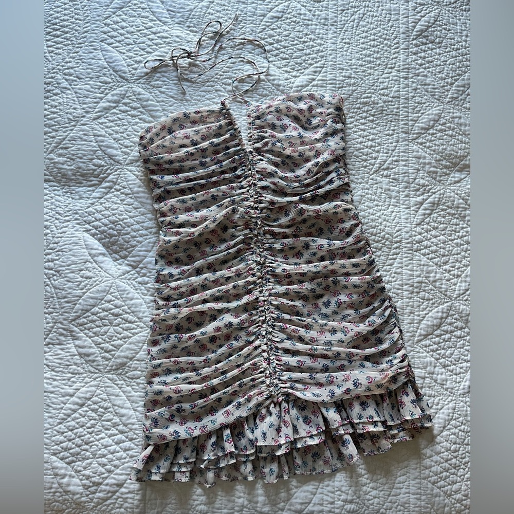 Zara Ruched Halter Mini Dress